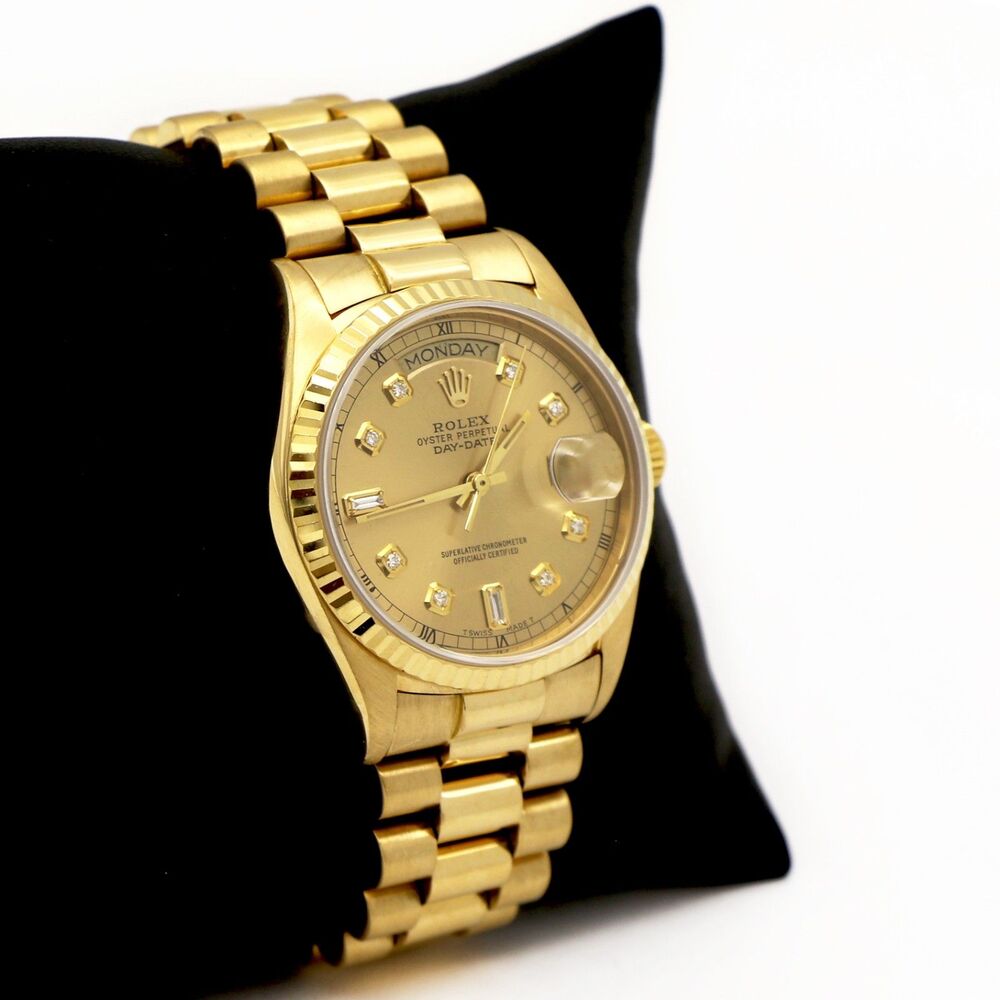 Rolex Vintage President 18K Yellow Gold Diamond Dial Day-Date 36mm Watch